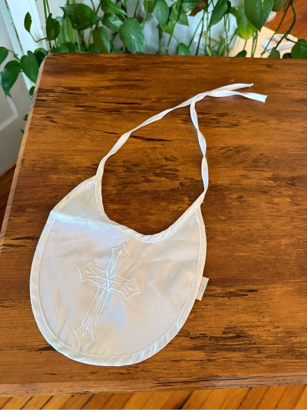 White Kids Bib Embroidered Cross - Baby Accessories vintage Catholic baptism